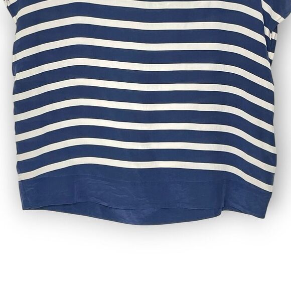 Joie Silk Navy White Striped Sailor Shirt Top Blouse Women’s Size Small - Picture 5 of 12